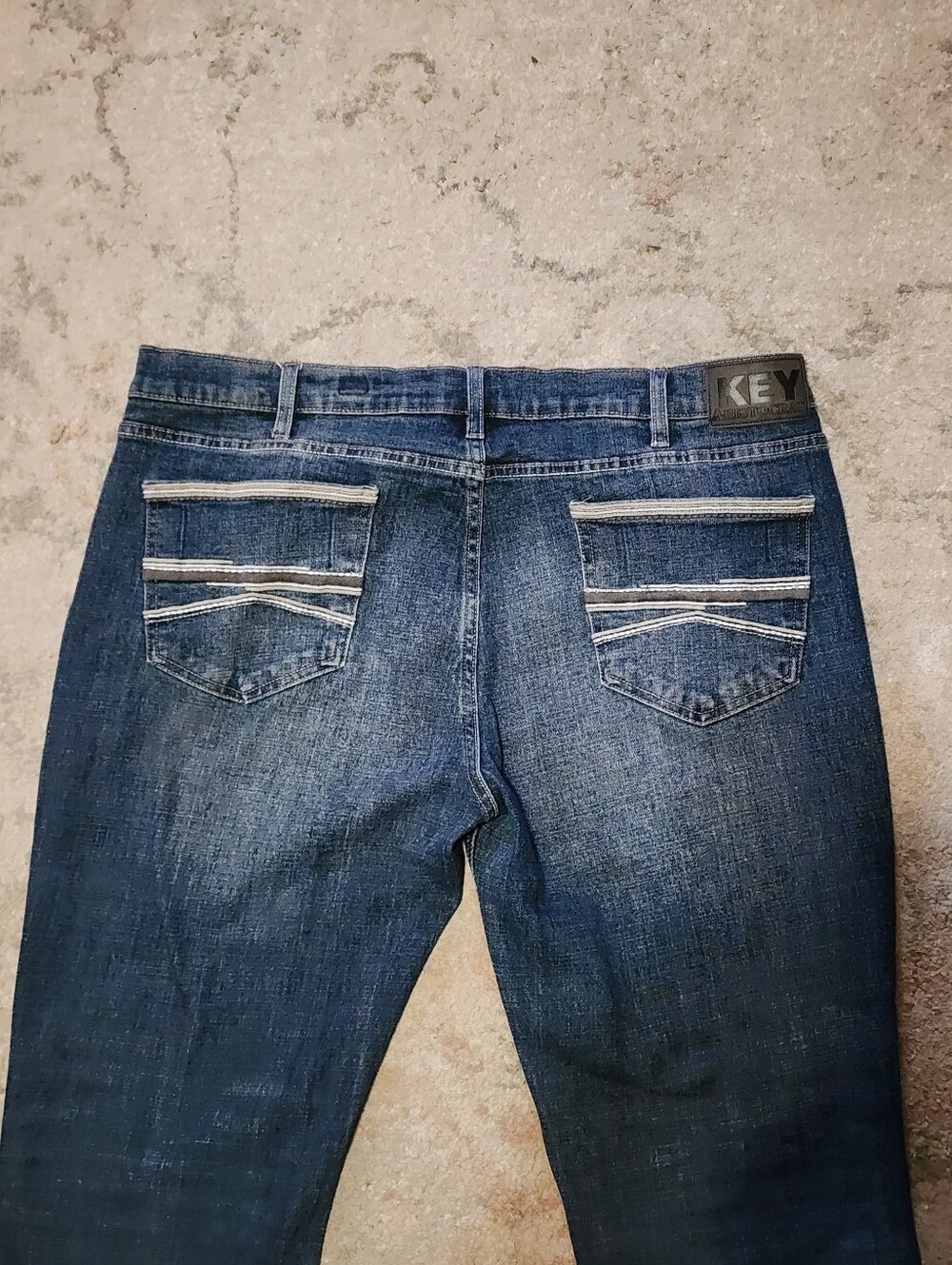 KEY Aristocrat McKey Straight Fit Boot Cut Work Jeans Stretch Mens 38x30 EUC